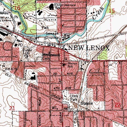 Topographic Map of Haven Elementary School, IL