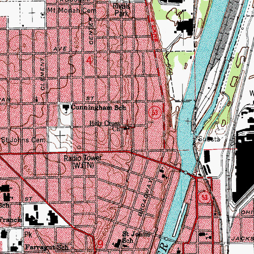 Topographic Map of Holy Cross Catholic Church, IL