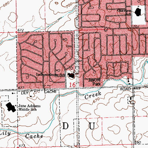 Topographic Map of Independence Elementary School, IL