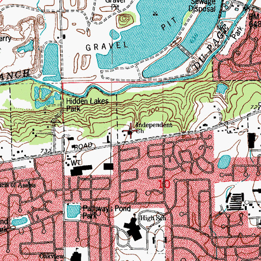 Topographic Map of Independent Church, IL