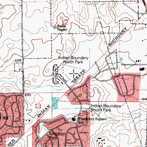 Topographic Map of Indian Boundary North Park, IL