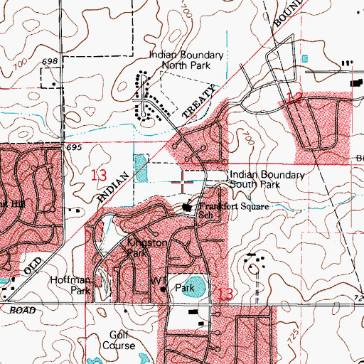 Topographic Map of Indian Boundary South Park, IL