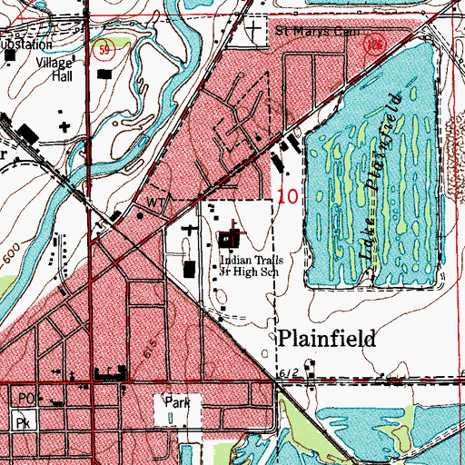 Topographic Map of Indian Trails Junior High School, IL