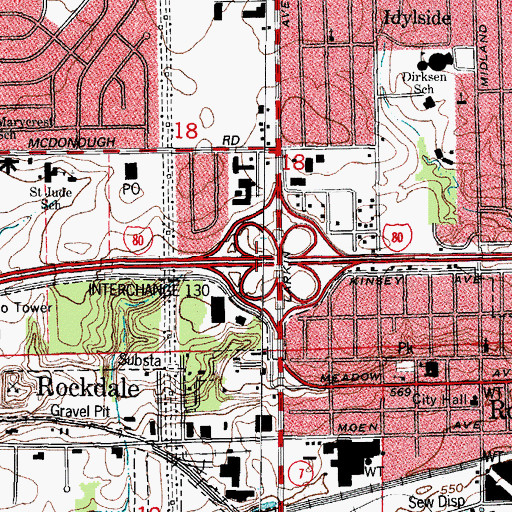 Topographic Map of Interchange 130, IL