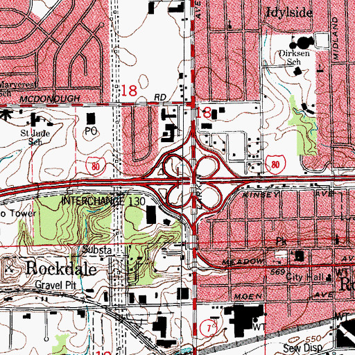 Topographic Map of Interchange 130, IL