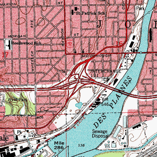 Topographic Map of Interchange 131, IL