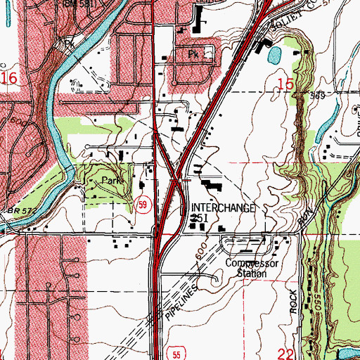 Topographic Map of Interchange 251, IL