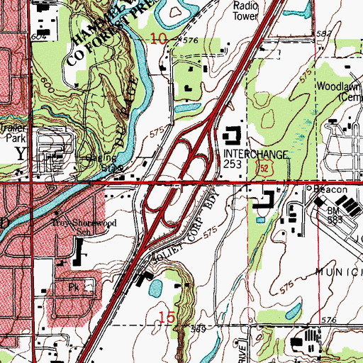 Topographic Map of Interchange 253, IL