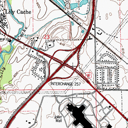 Topographic Map of Interchange 257, IL
