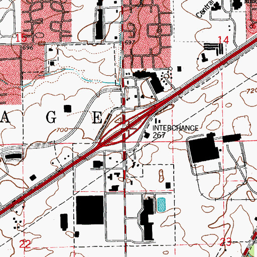 Topographic Map of Interchange 267, IL