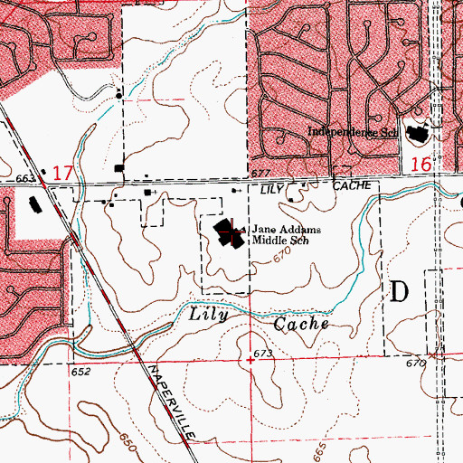 Topographic Map of Jane Addams Middle School, IL