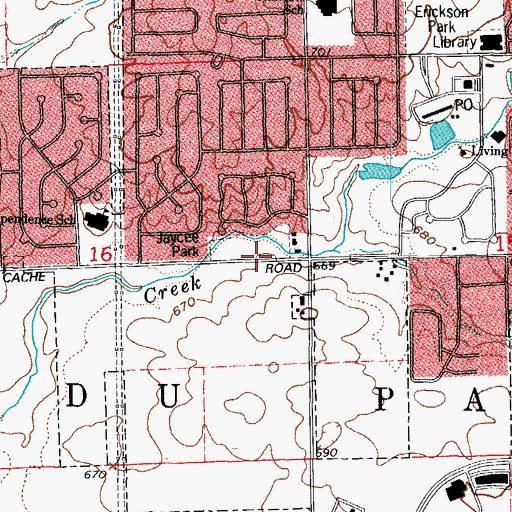 Topographic Map of Jaycee Park, IL