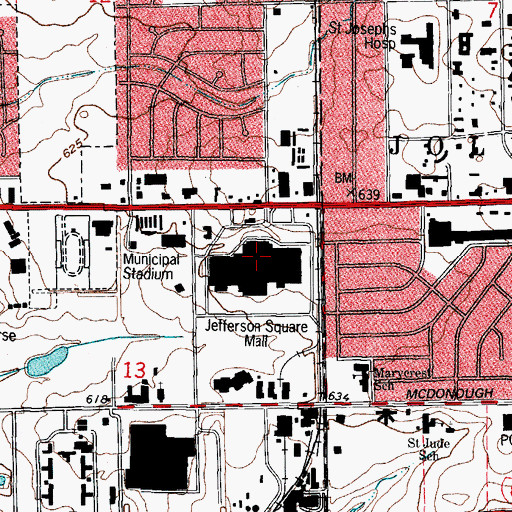 Topographic Map of Jefferson Square Mall Shopping Center, IL