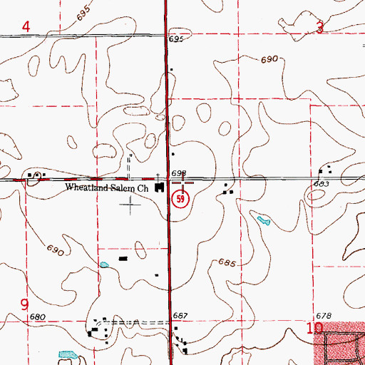 Topographic Map of Johnson School (historical), IL