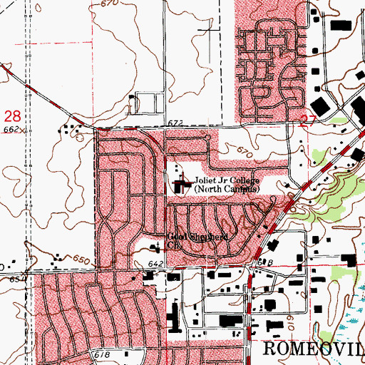 Topographic Map of Joliet Junior College North Campus, IL