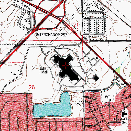 Topographic Map of Joliet Mall Shopping Center, IL