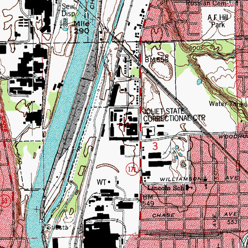 Topographic Map of Joliet State Correctional Center (historical), IL