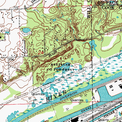Topographic Map of Keepataw County Forest Preserve, IL