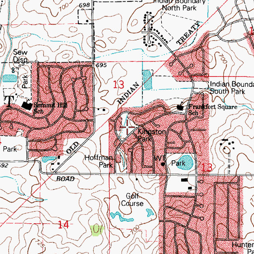 Topographic Map of Kingston Park, IL
