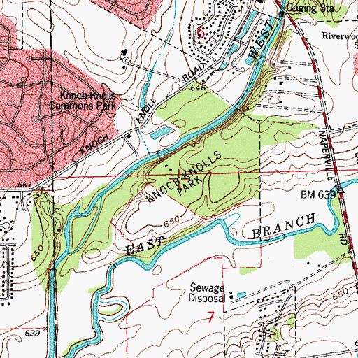 Topographic Map of Knoch Knolls Park, IL