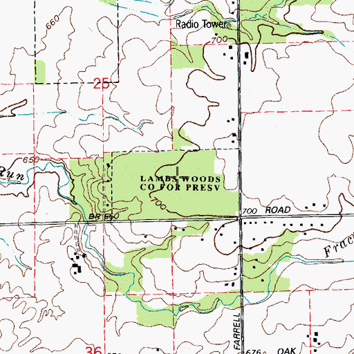 Topographic Map of Lambs Woods County Forest Preserve, IL