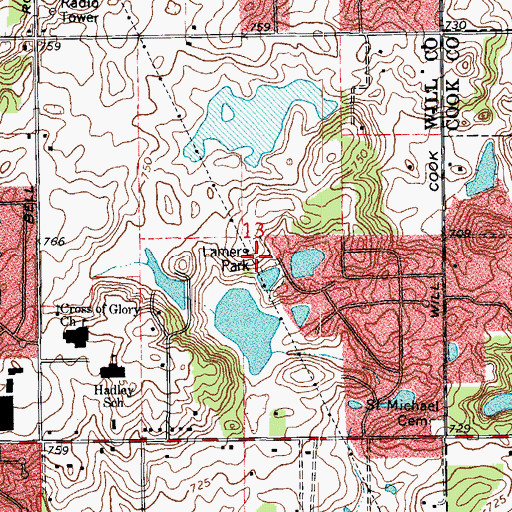 Topographic Map of Lamers Park, IL