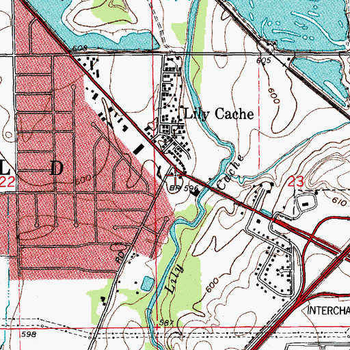 Topographic Map of Lilly Cache School (historical), IL