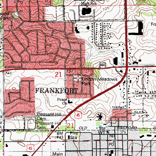 Topographic Map of Lincoln Meadows Park, IL