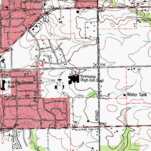 Topographic Map of Lockport Township High School East, IL