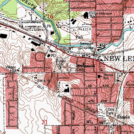 Topographic Map of Maplewood Cemetery, IL