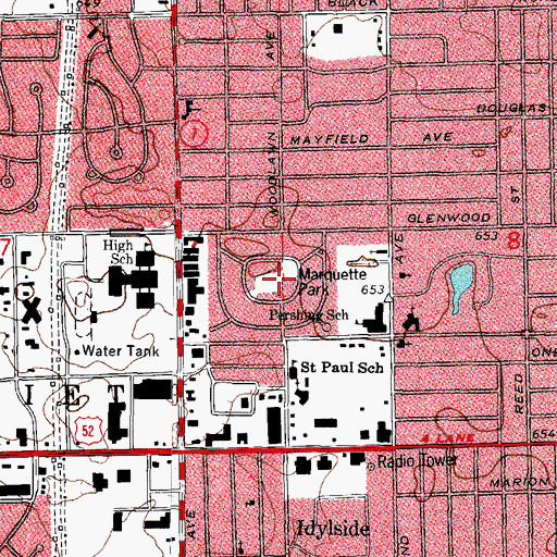 Topographic Map of Marquette Park, IL
