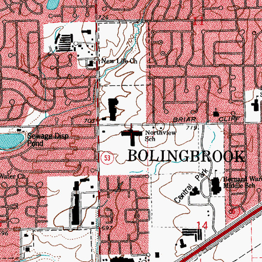 Topographic Map of Northview School, IL