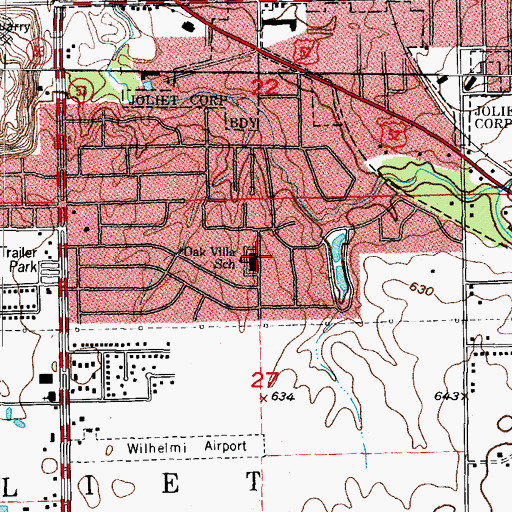 Topographic Map of Oak Villa School, IL