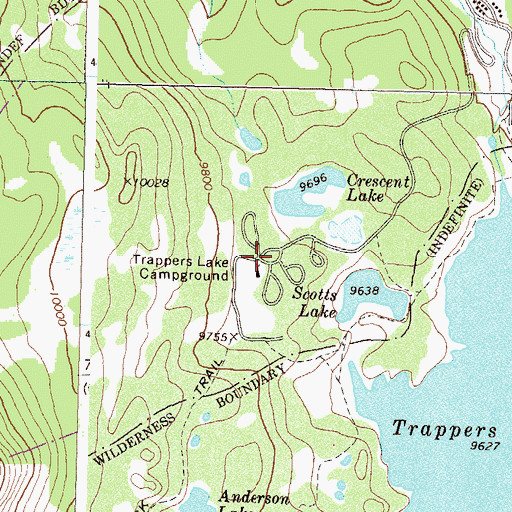 Topographic Map of Trappers Lake Campground, CO
