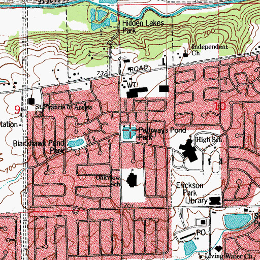 Topographic Map of Pathways Pond Park, IL