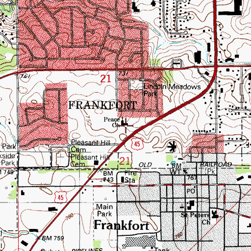 Topographic Map of Peace Community Church, IL