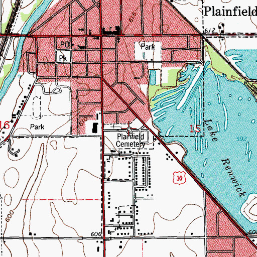 Topographic Map of Plainfield Township Cemetery, IL