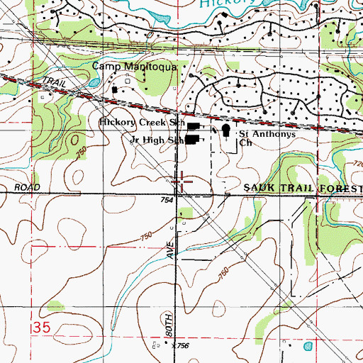 Topographic Map of Rahm School (historical), IL