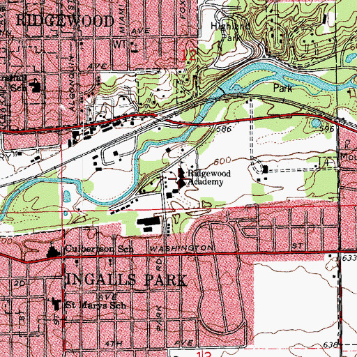 Topographic Map of Ridgewood Baptist Academy High School, IL