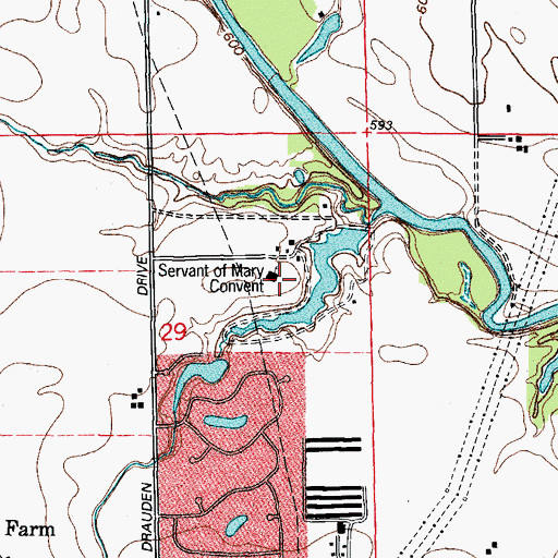Topographic Map of Servant of Mary Convent, IL