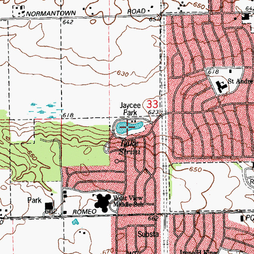Topographic Map of Lake Strini, IL