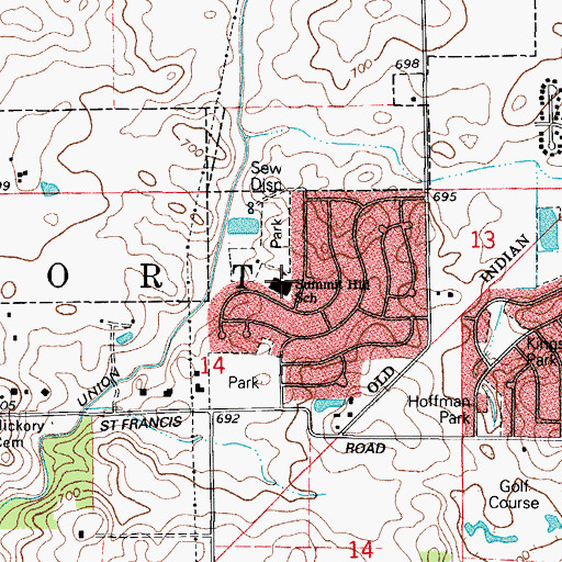 Topographic Map of Summit Hill Junior High School, IL