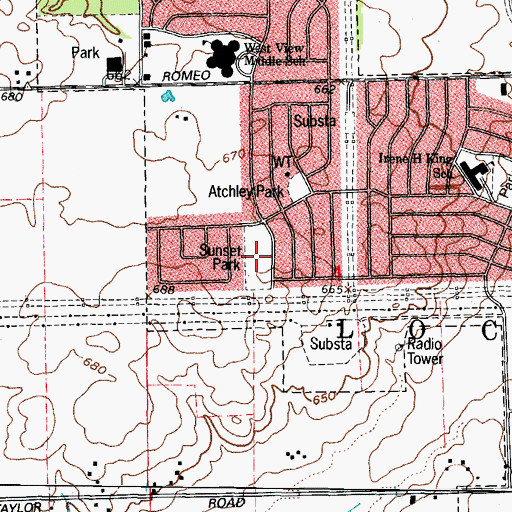 Topographic Map of Sunset Park, IL