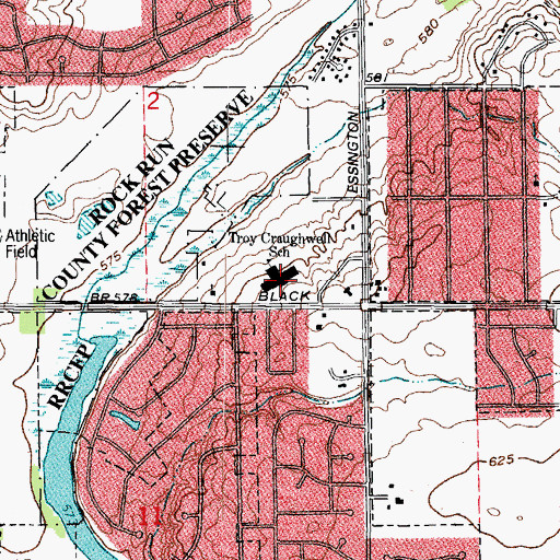 Topographic Map of Troy Craughwell School, IL