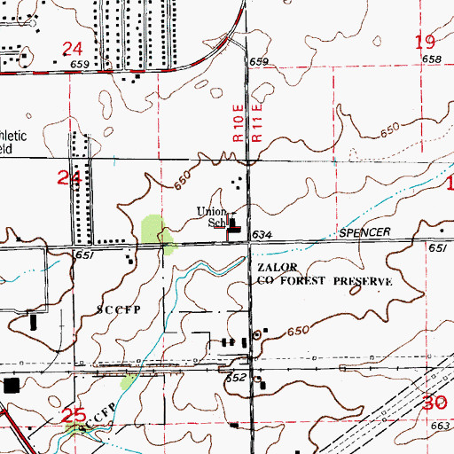 Topographic Map of Union Elementary School, IL