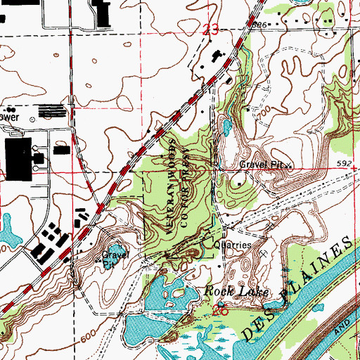Topographic Map of Veteran Woods County Forest Preserve, IL