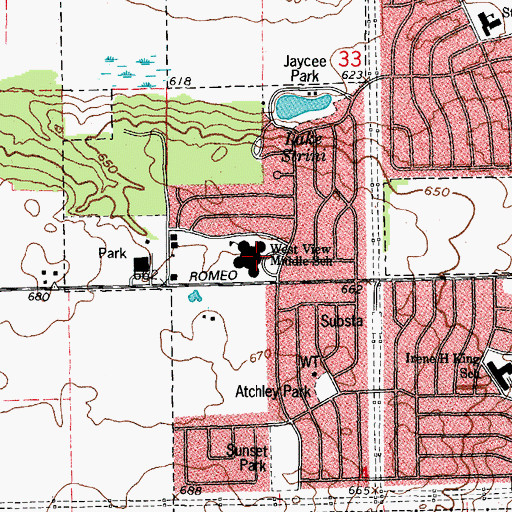 Topographic Map of A Vito Martinez Middle School, IL