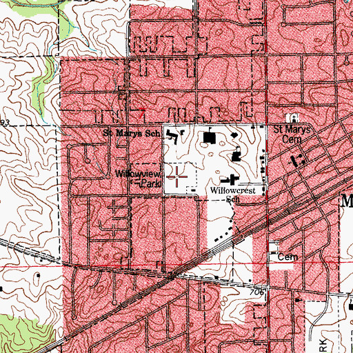 Topographic Map of Willowview Park, IL