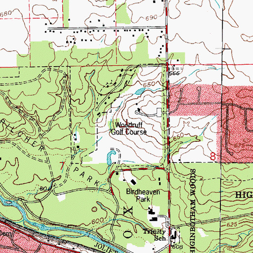 Topographic Map of Woodruff Golf Course, IL