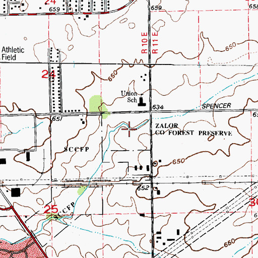 Topographic Map of Zalor County Forest Preserve, IL